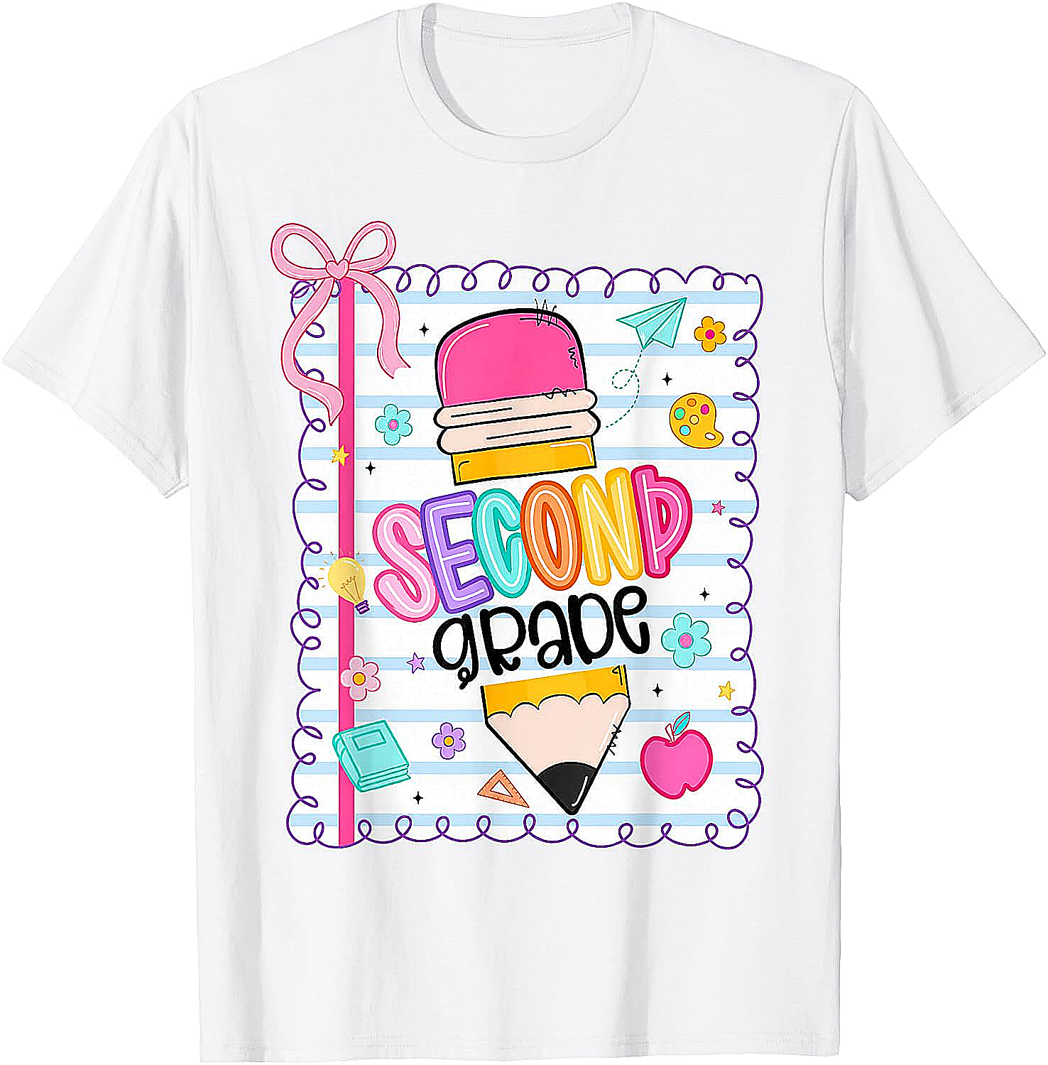 Second Grade Coquette Pencil Girl T-Shirt - First Day