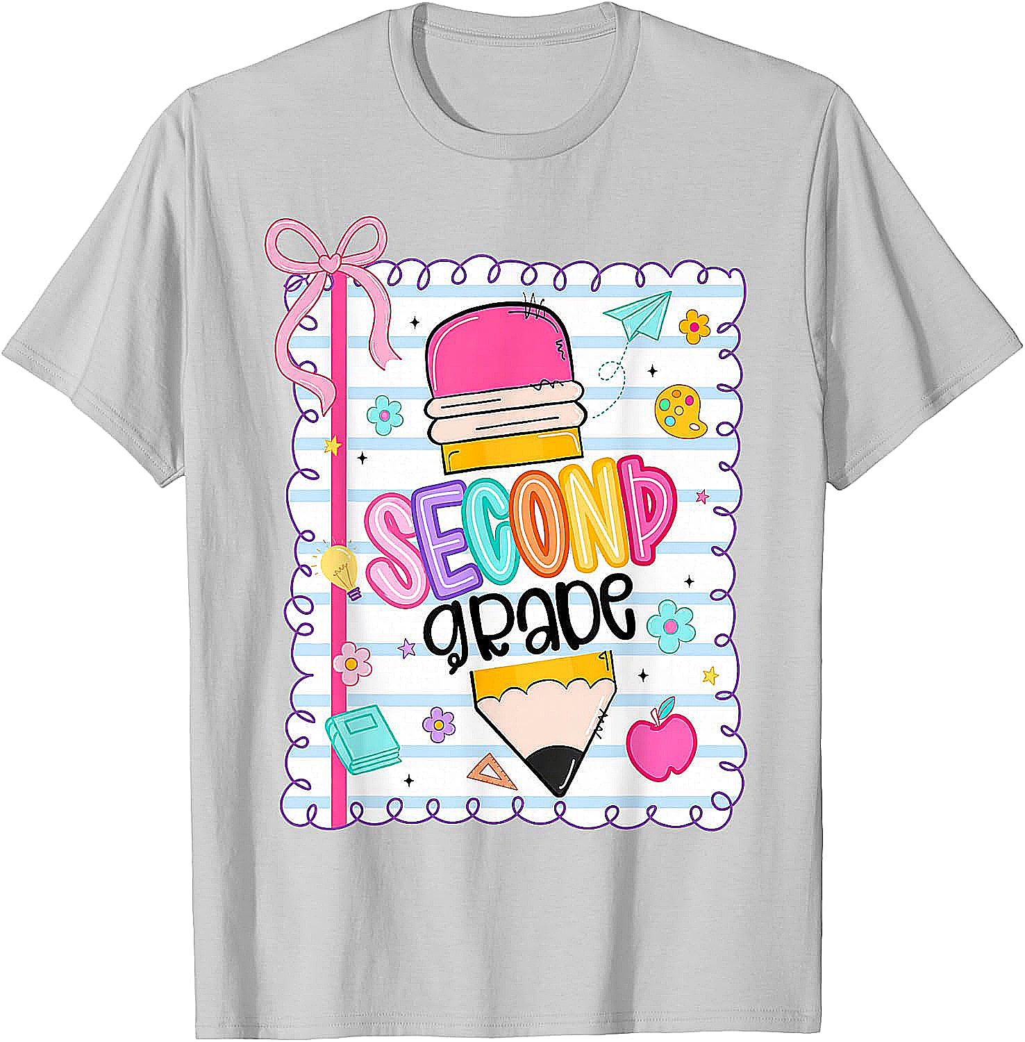 Second Grade Coquette Pencil Girl T-Shirt - First Day