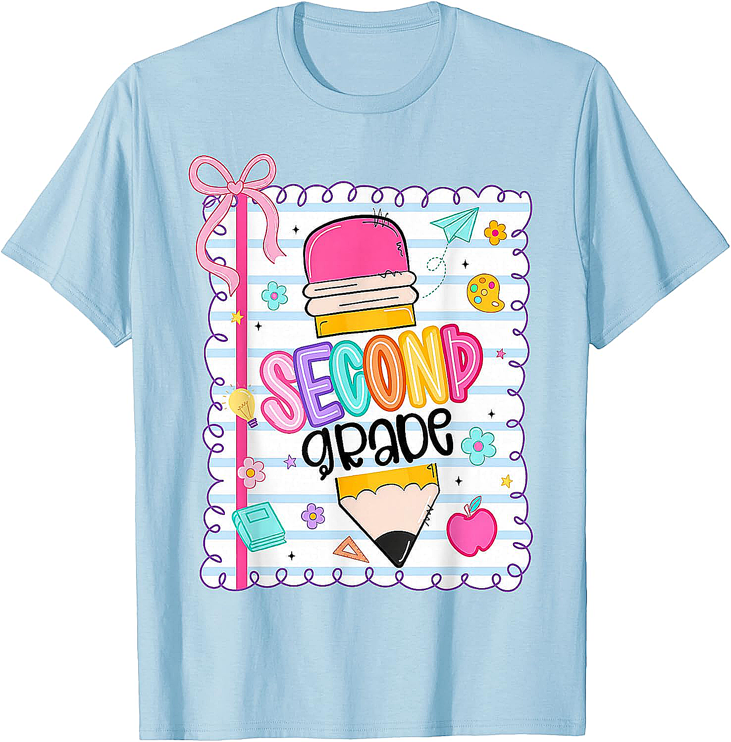 Second Grade Coquette Pencil Girl T-Shirt - First Day