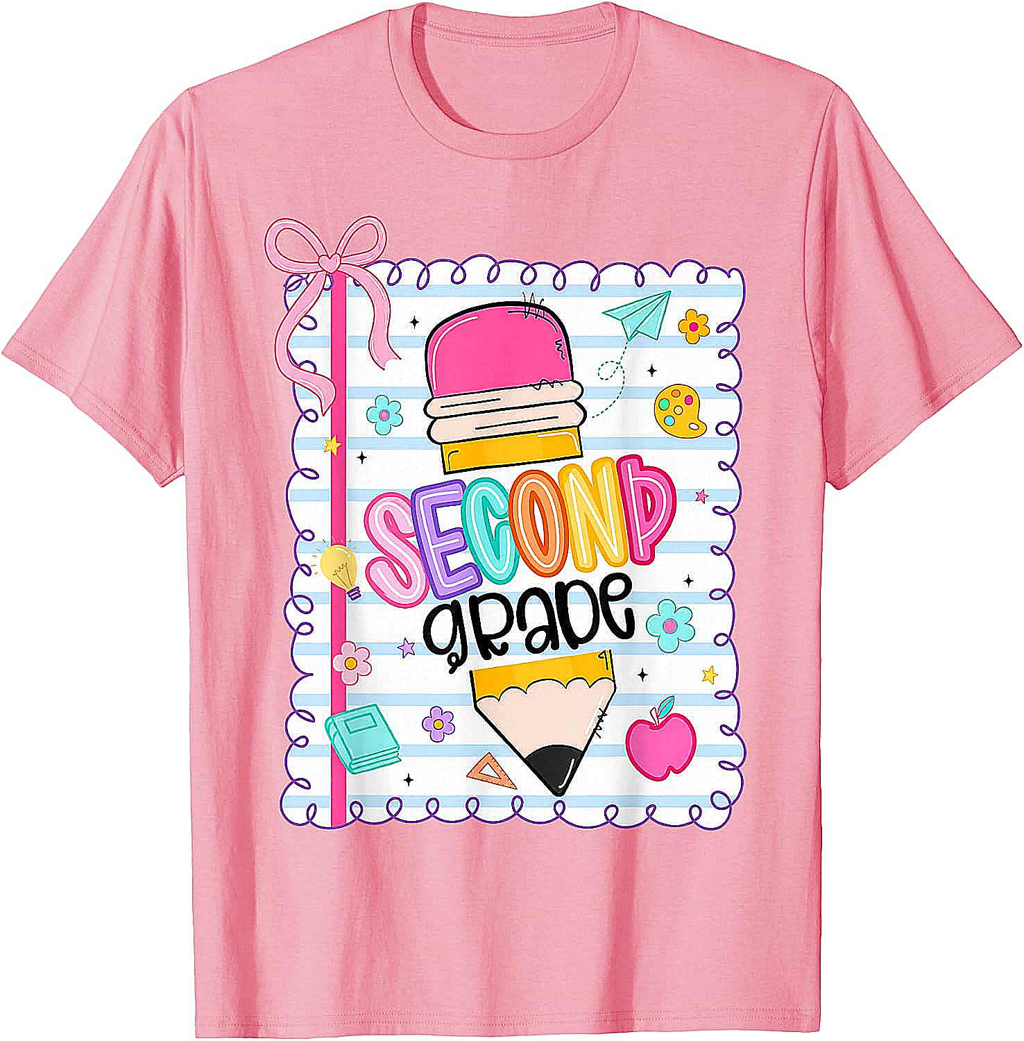 Second Grade Coquette Pencil Girl T-Shirt - First Day