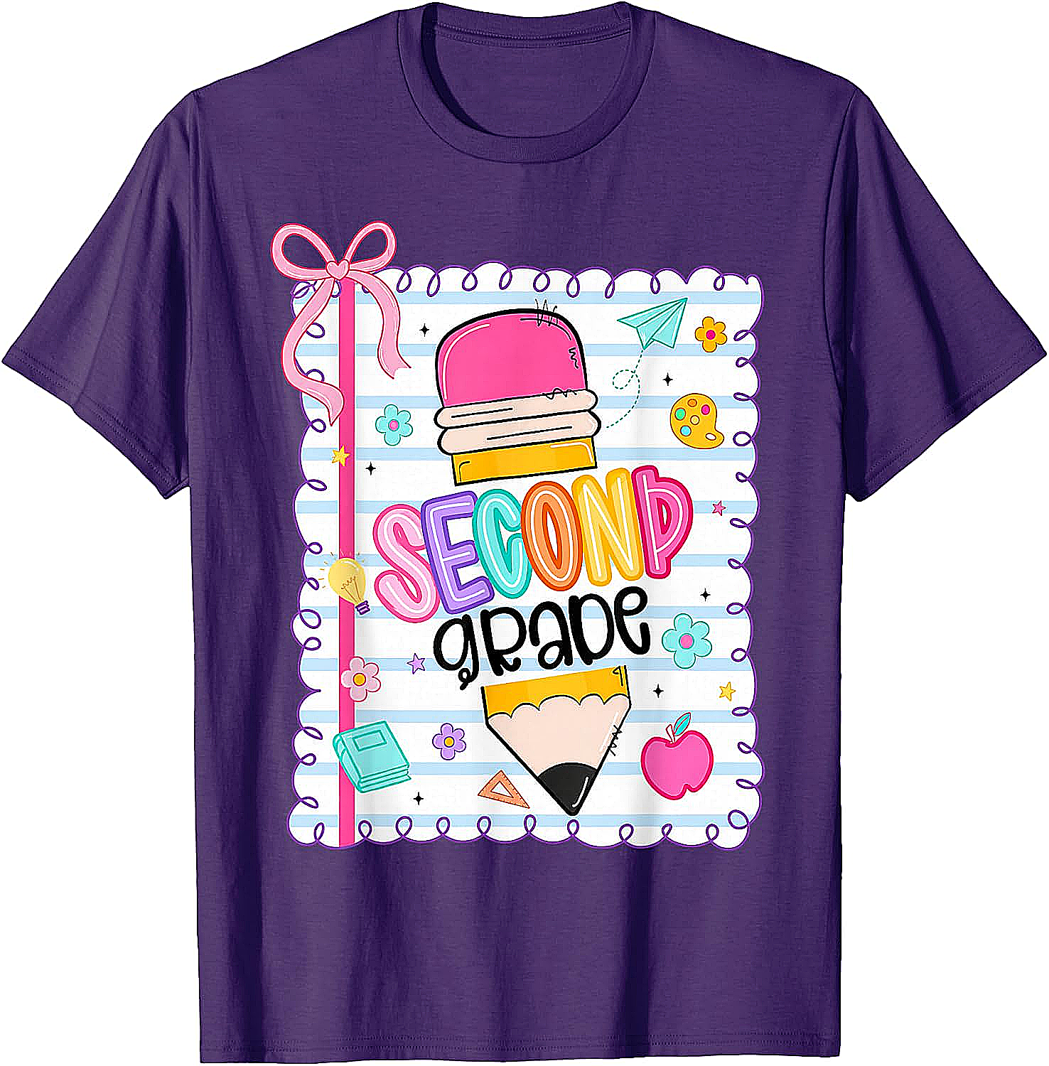 Second Grade Coquette Pencil Girl T-Shirt - First Day