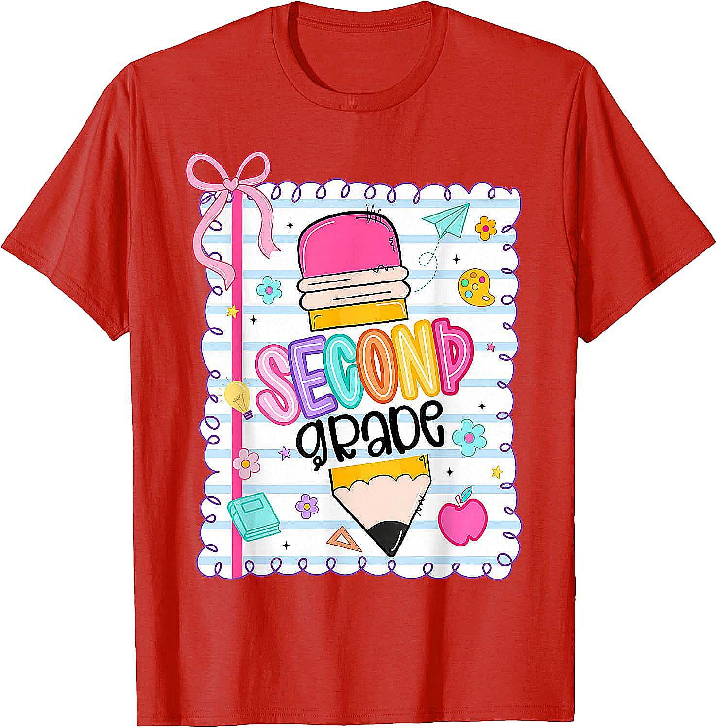 Second Grade Coquette Pencil Girl T-Shirt - First Day