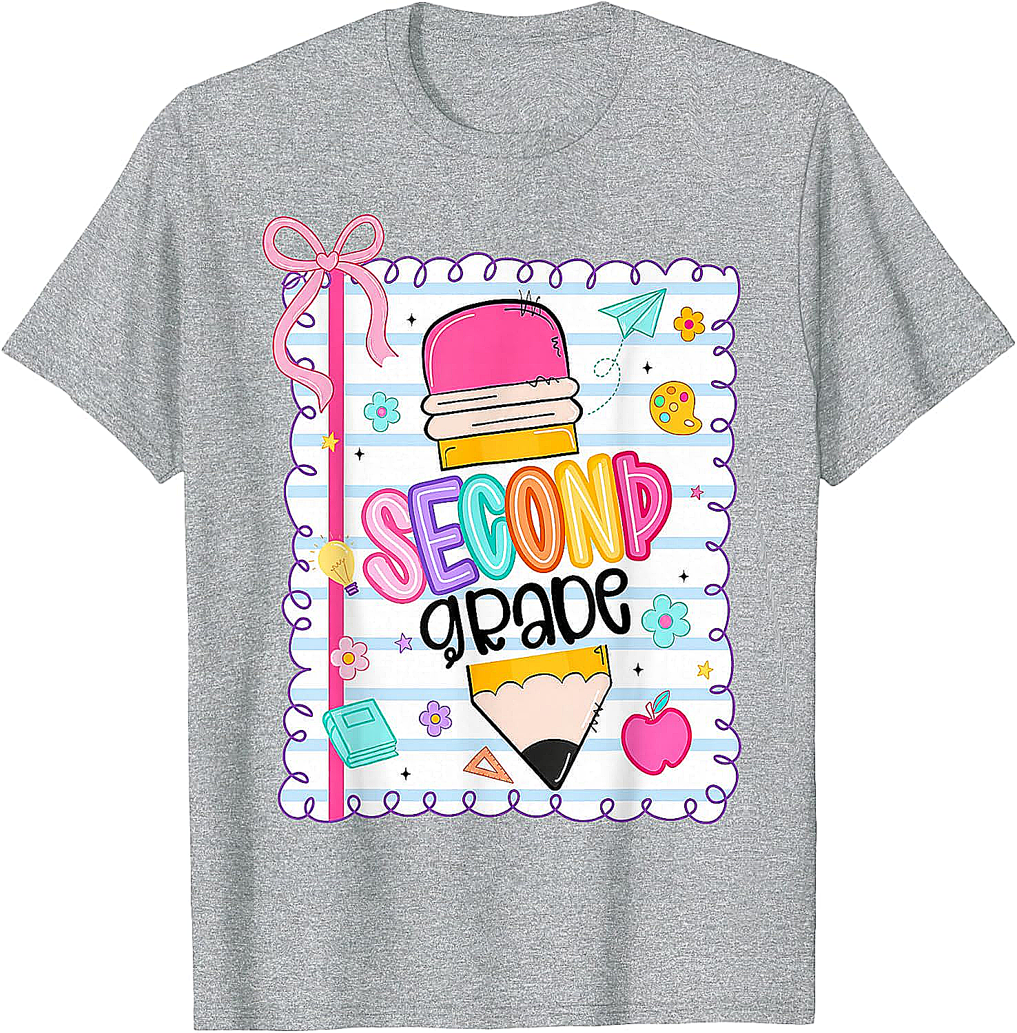 Second Grade Coquette Pencil Girl T-Shirt - First Day