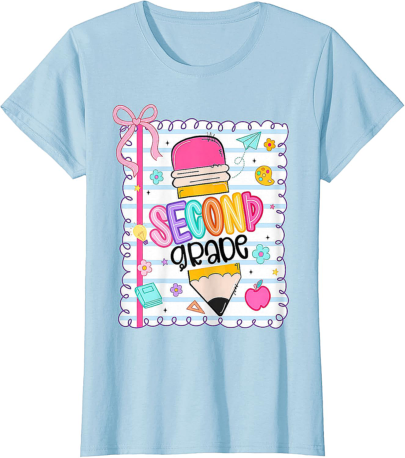 Second Grade Coquette Pencil Girl T-Shirt - First Day