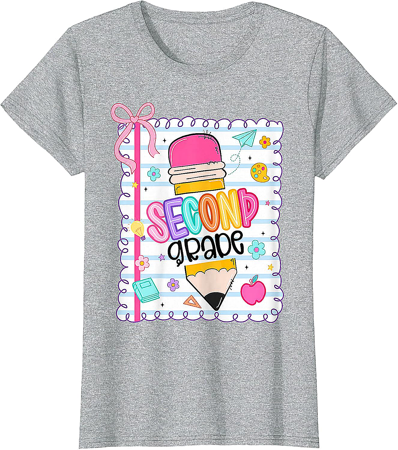 Second Grade Coquette Pencil Girl T-Shirt - First Day