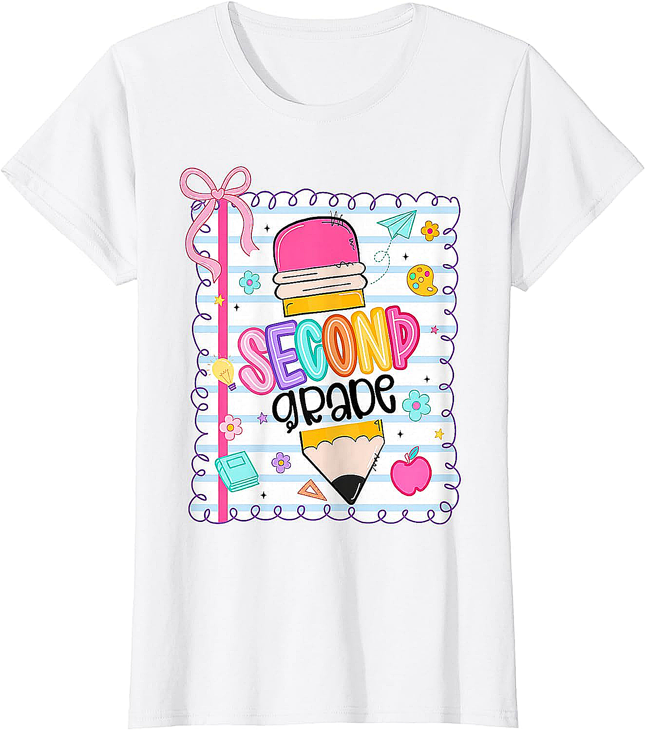 Second Grade Coquette Pencil Girl T-Shirt - First Day