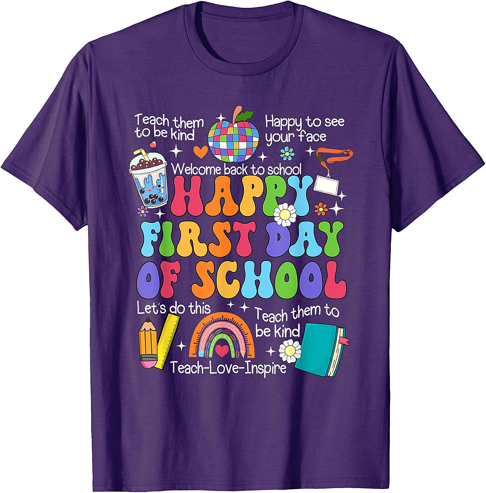 Happy First Day of School Teacher T-Shirt | Retro Tee