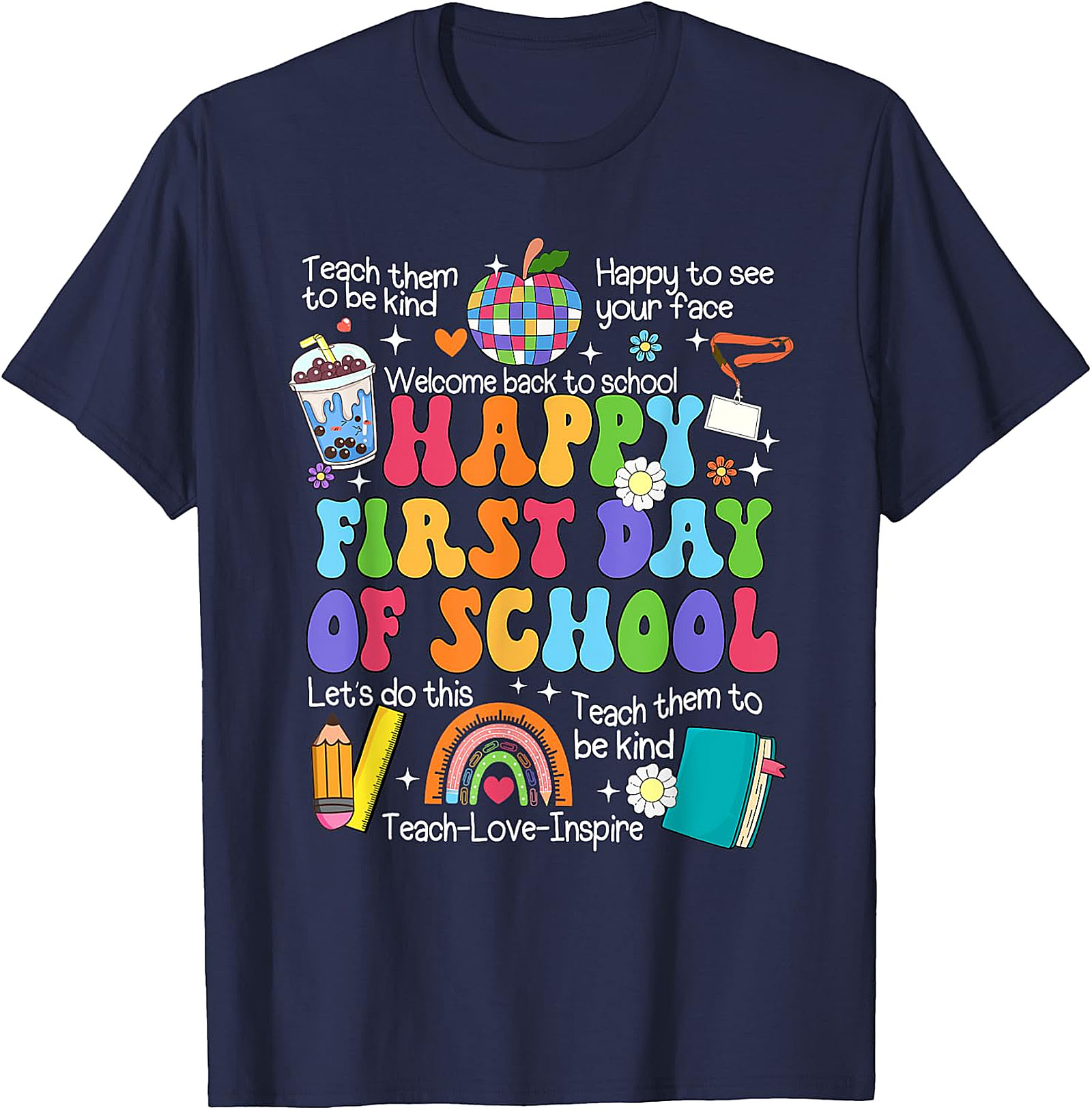 Happy First Day of School Teacher T-Shirt | Retro Tee