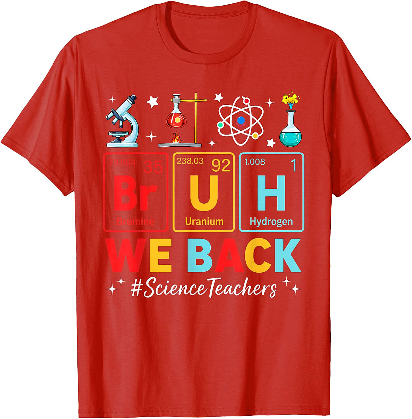 Bruh We Back Science Teacher T-Shirt | Funny Periodic Tee