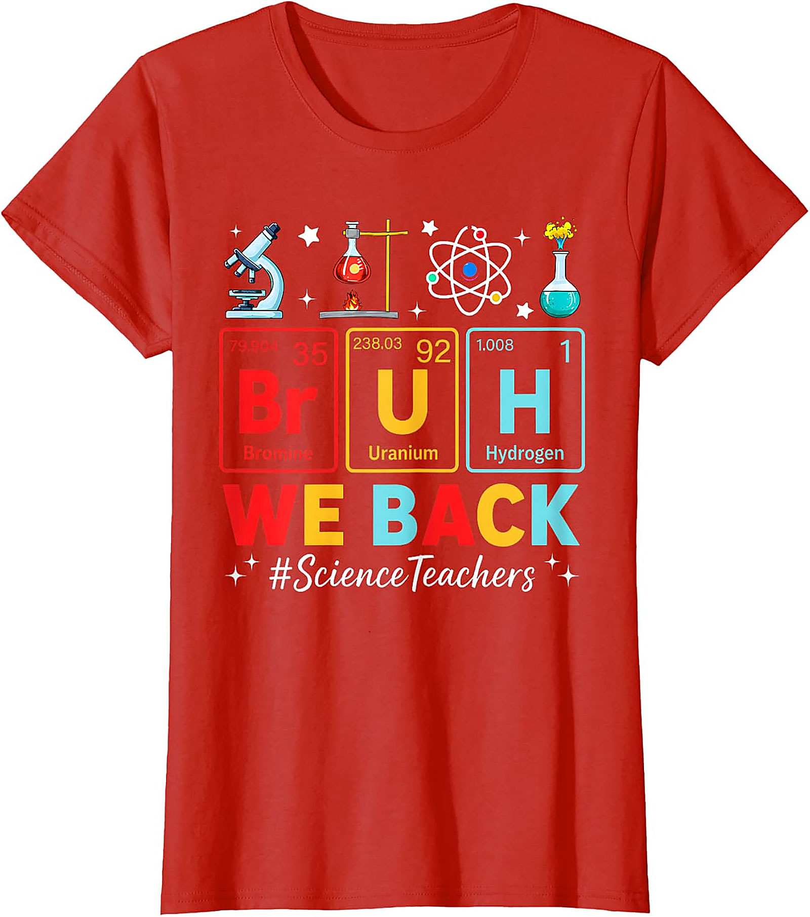 Bruh We Back Science Teacher T-Shirt | Funny Periodic Tee