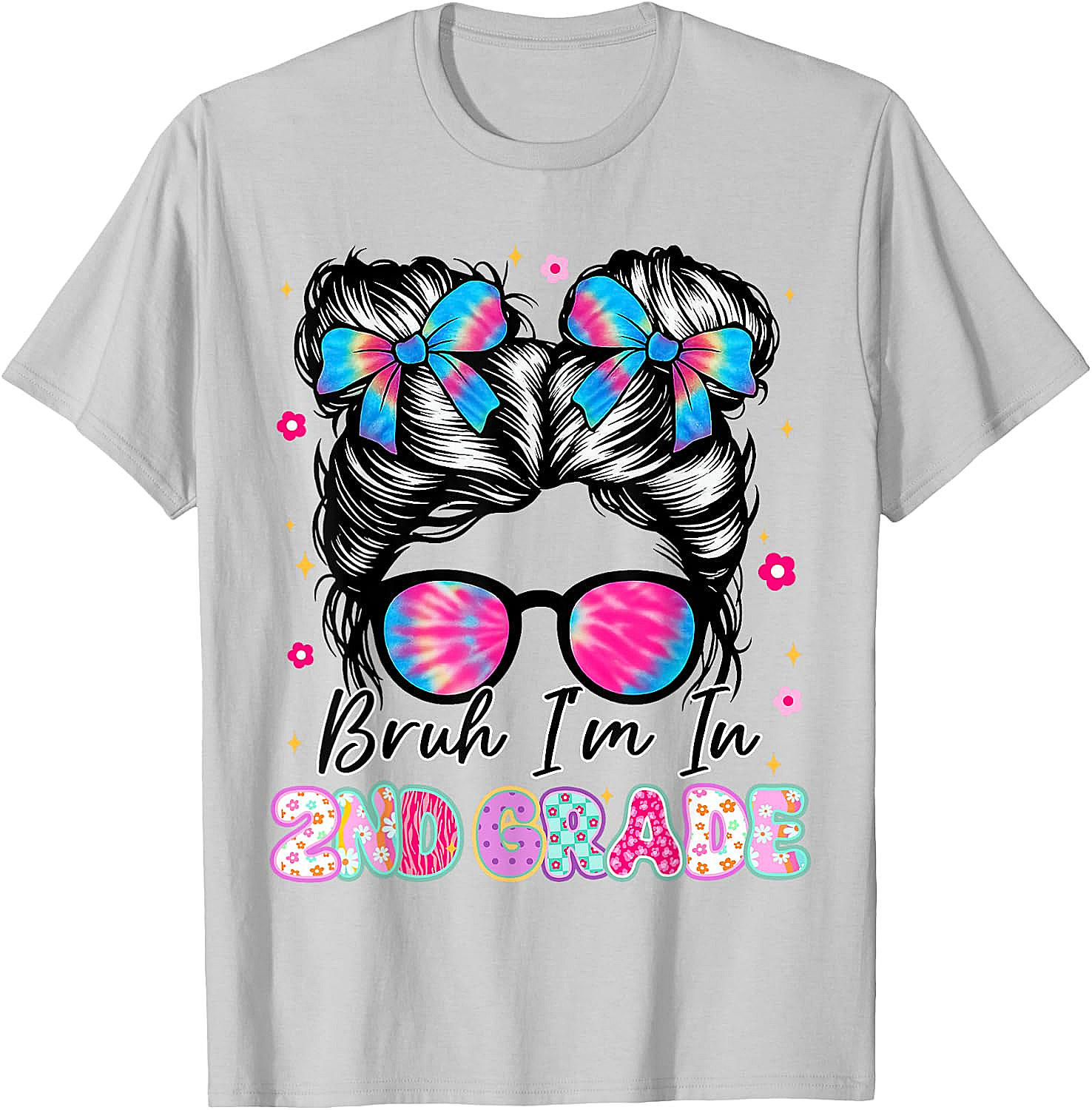 2nd Grade Messy Bun T-Shirt Funny Girls School Tee