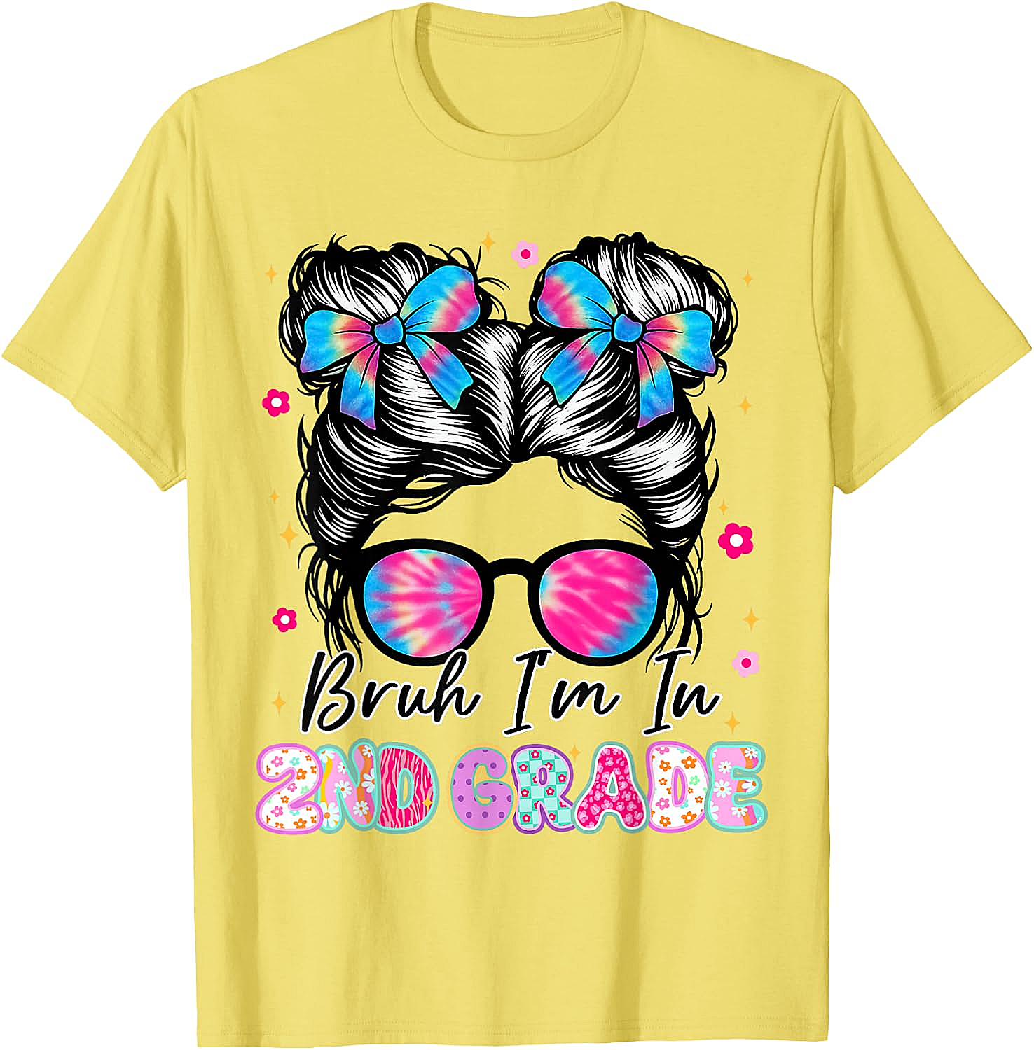 2nd Grade Messy Bun T-Shirt Funny Girls School Tee