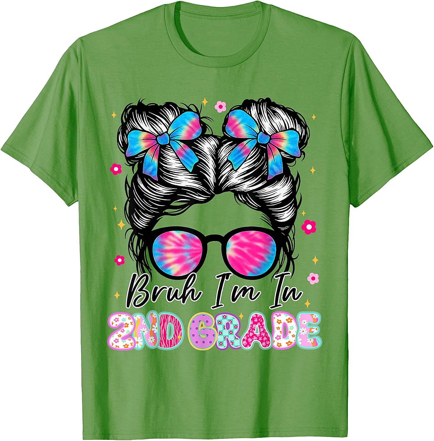 2nd Grade Messy Bun T-Shirt Funny Girls School Tee