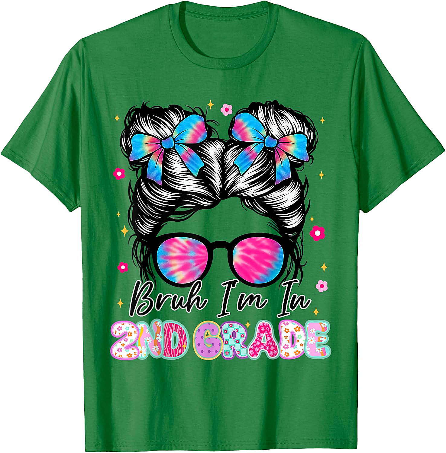 2nd Grade Messy Bun T-Shirt Funny Girls School Tee