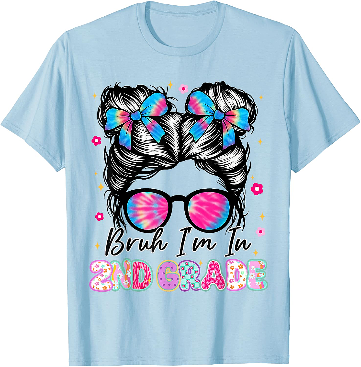 2nd Grade Messy Bun T-Shirt Funny Girls School Tee
