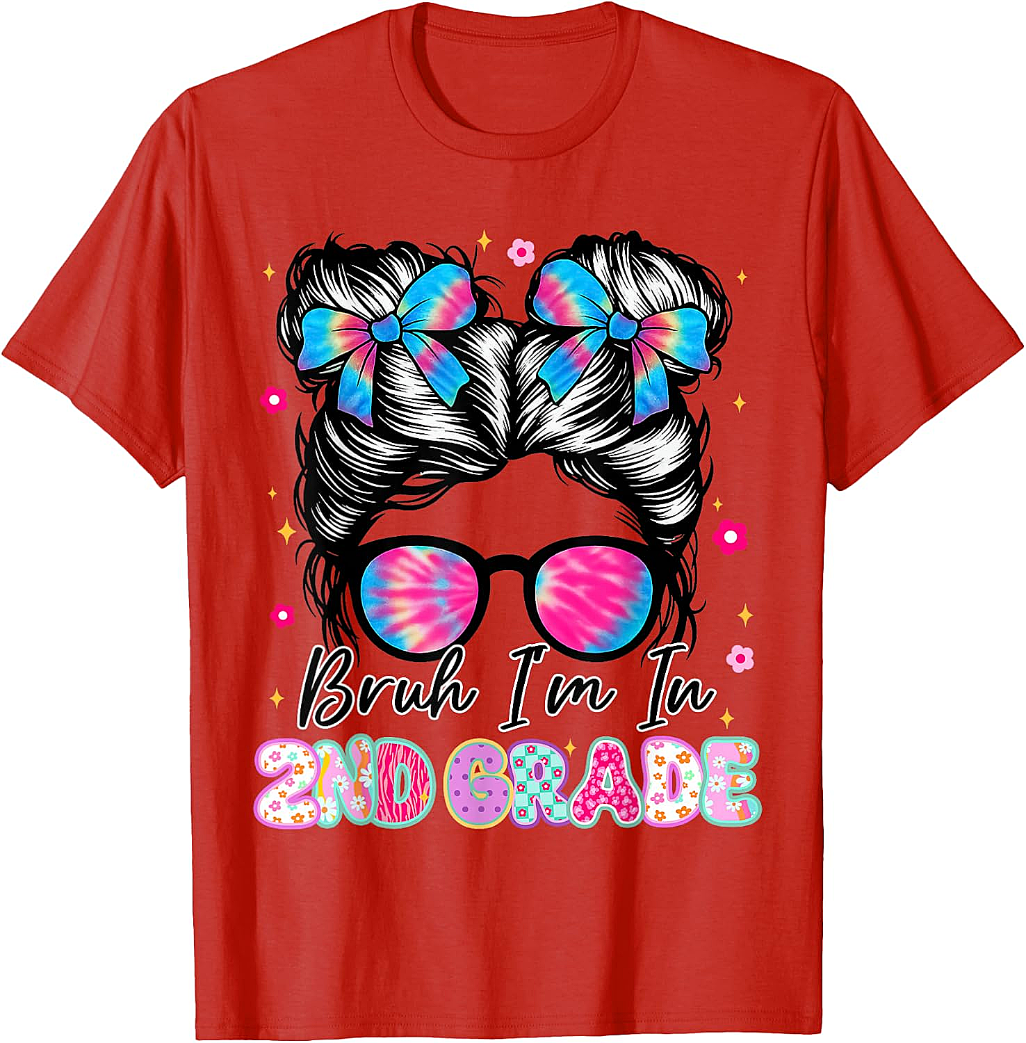 2nd Grade Messy Bun T-Shirt Funny Girls School Tee
