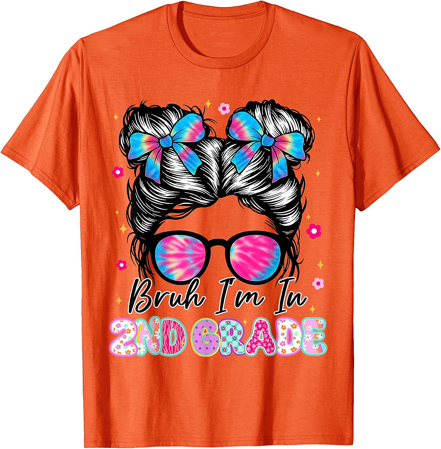 2nd Grade Messy Bun T-Shirt Funny Girls School Tee