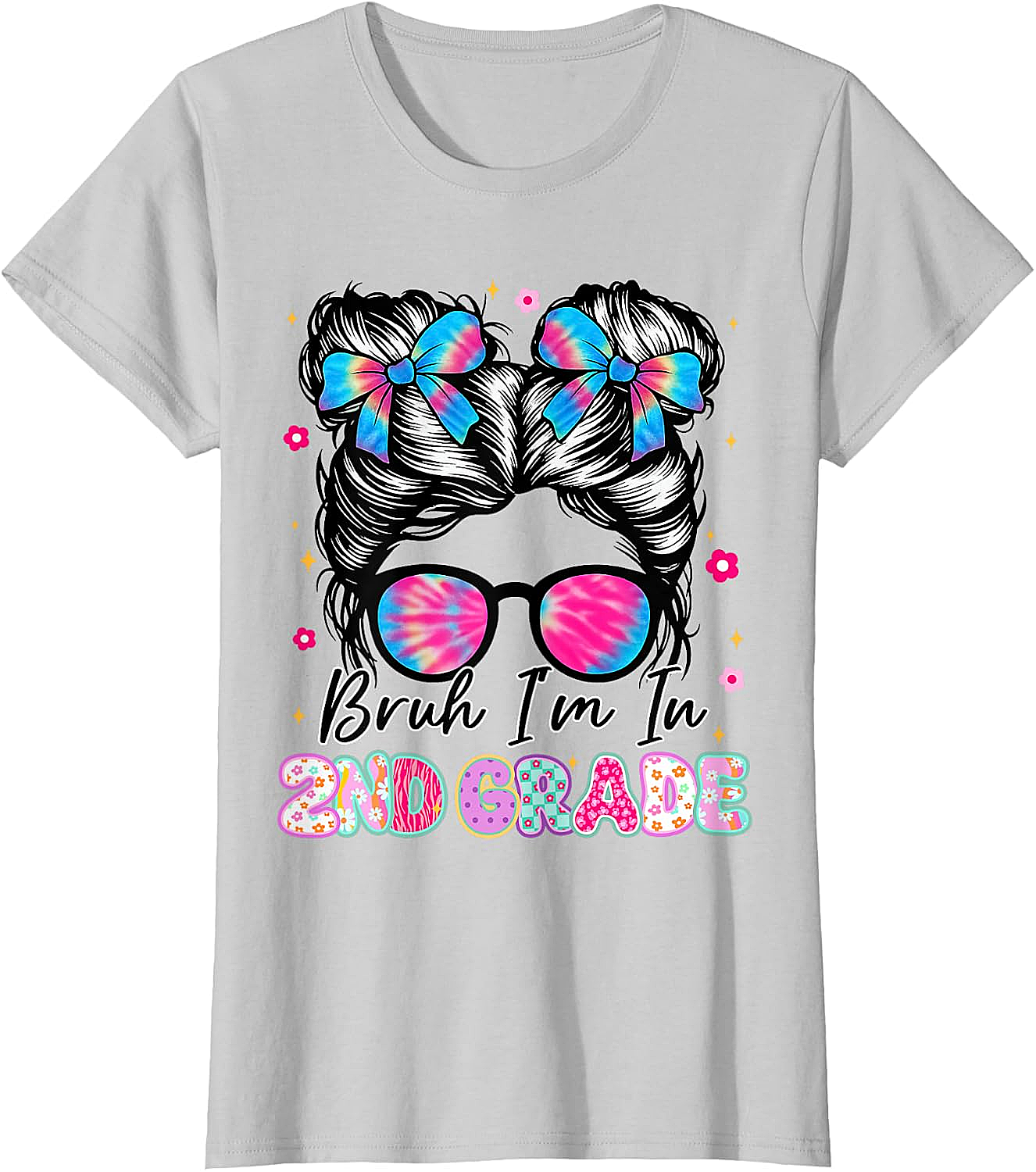 2nd Grade Messy Bun T-Shirt Funny Girls School Tee