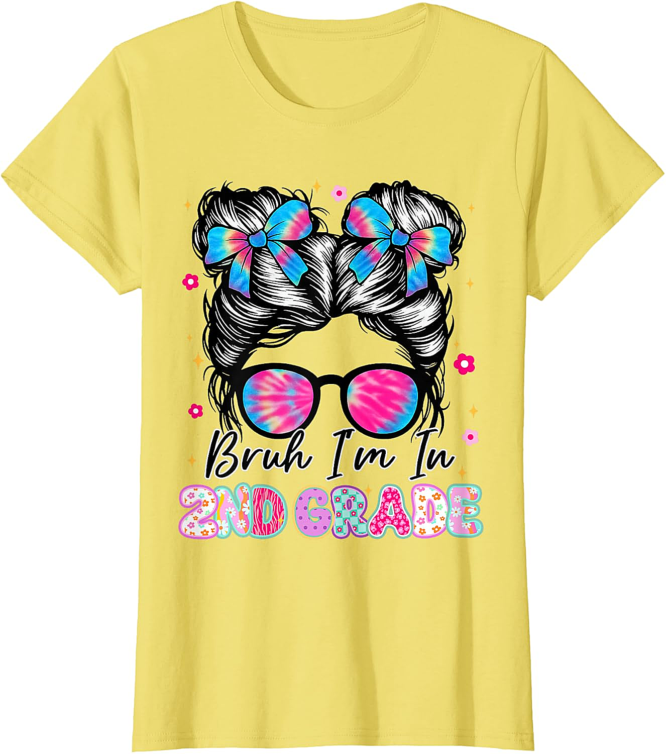 2nd Grade Messy Bun T-Shirt Funny Girls School Tee