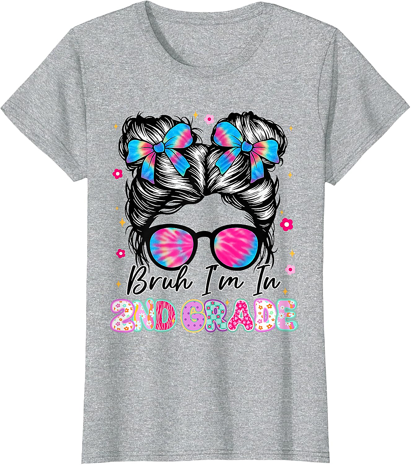 2nd Grade Messy Bun T-Shirt Funny Girls School Tee