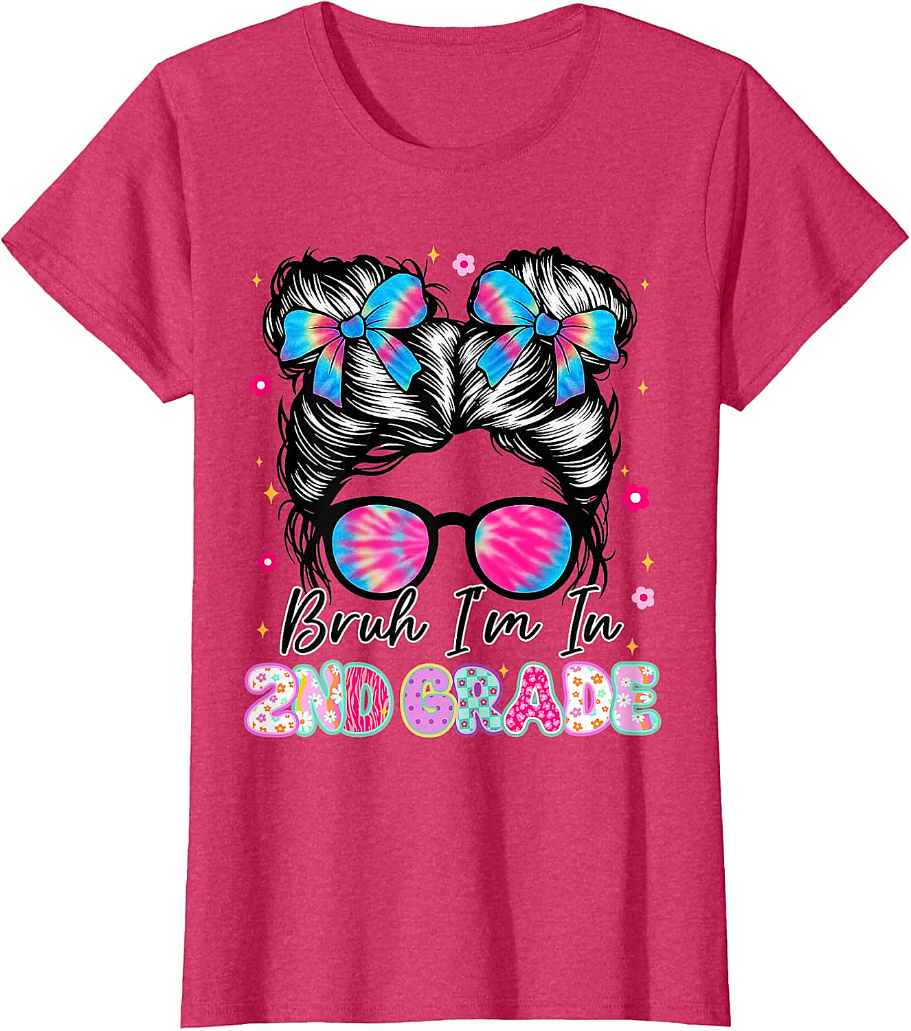 2nd Grade Messy Bun T-Shirt Funny Girls School Tee