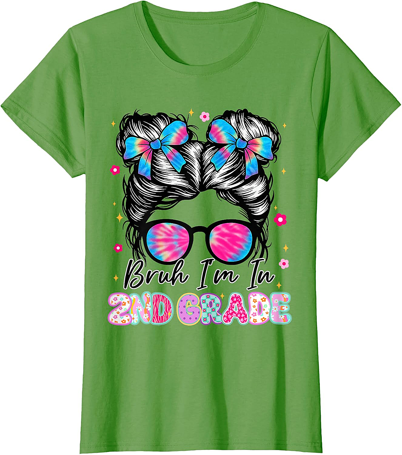2nd Grade Messy Bun T-Shirt Funny Girls School Tee