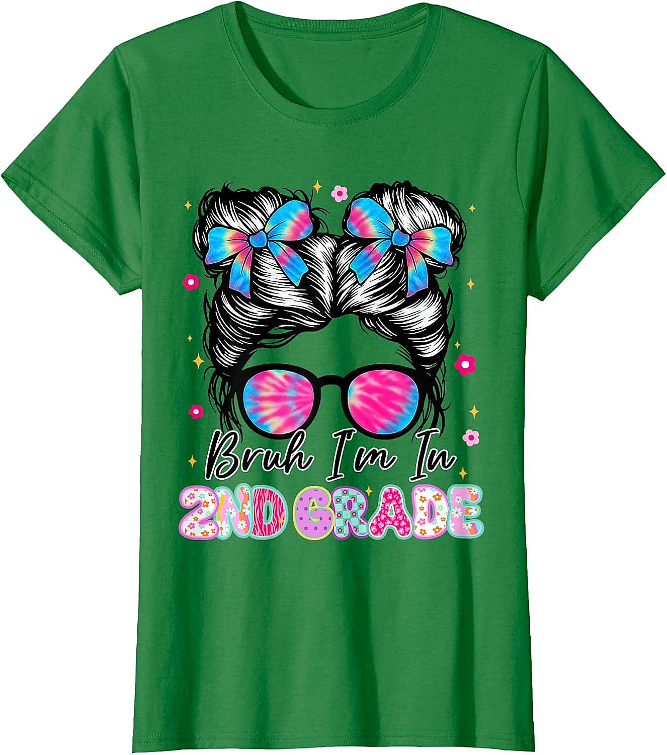 2nd Grade Messy Bun T-Shirt Funny Girls School Tee