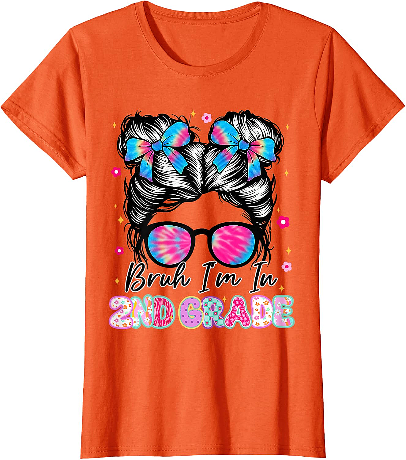 2nd Grade Messy Bun T-Shirt Funny Girls School Tee