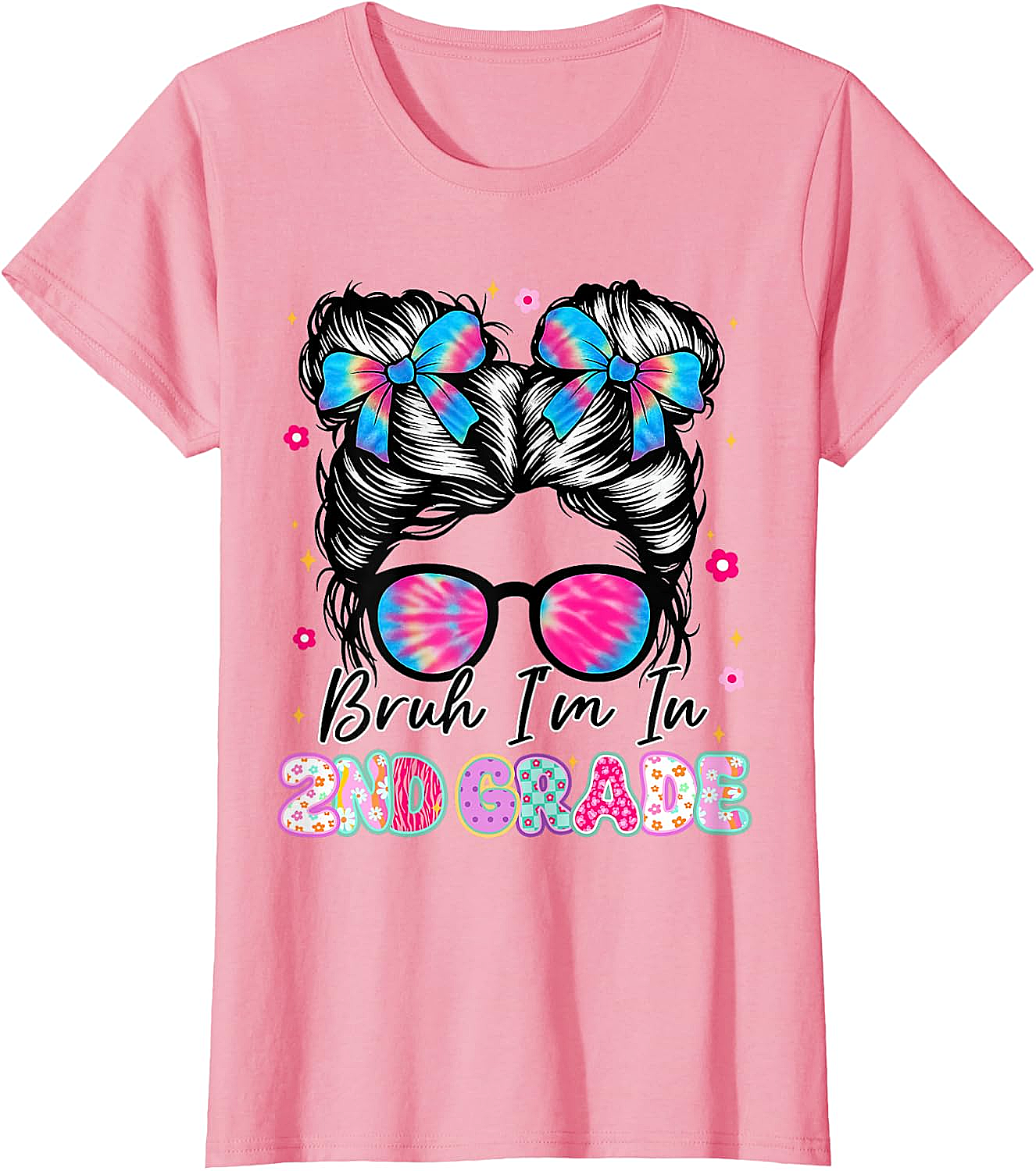 2nd Grade Messy Bun T-Shirt Funny Girls School Tee
