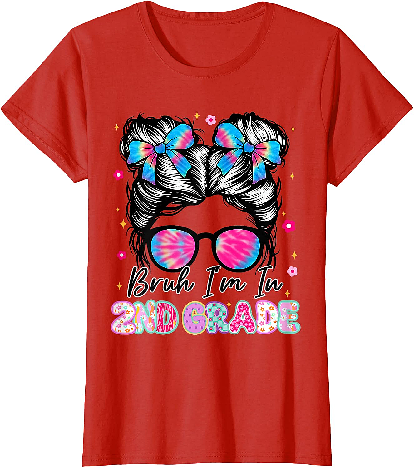 2nd Grade Messy Bun T-Shirt Funny Girls School Tee