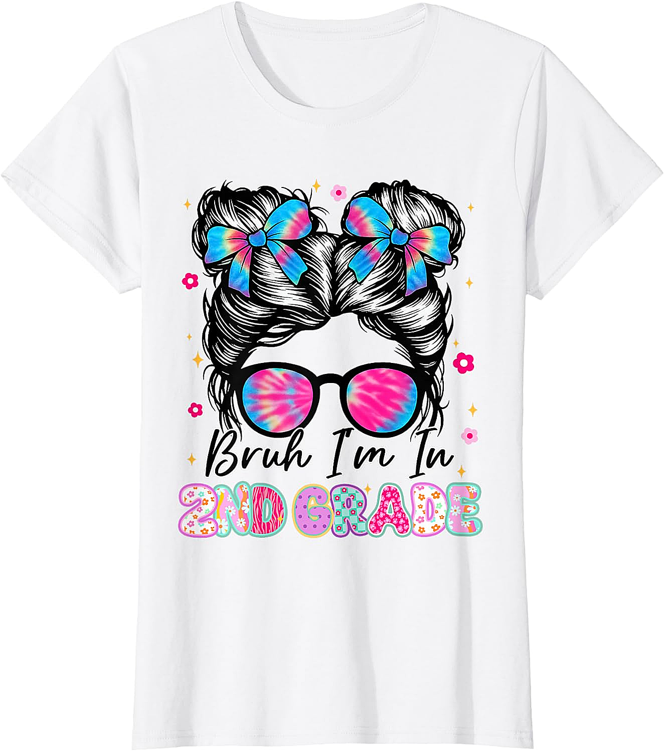 2nd Grade Messy Bun T-Shirt Funny Girls School Tee