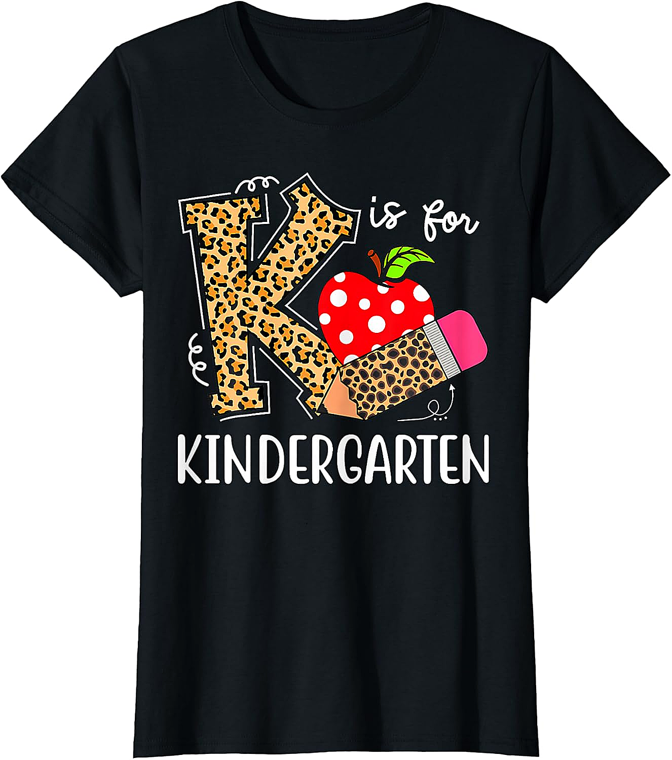 K is for Kindergarten Teacher Leopard Back to School T-Shirt