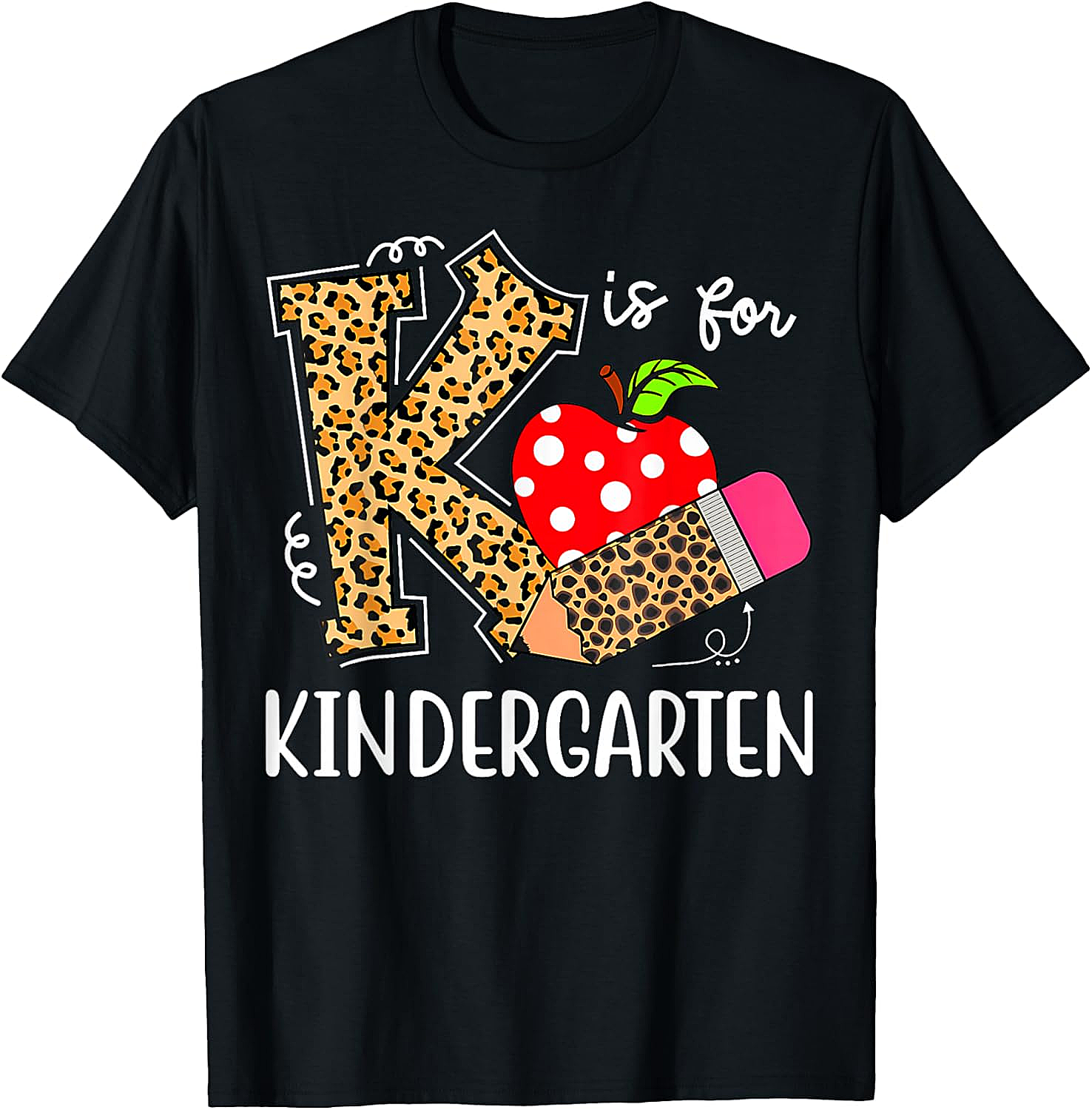 K is for Kindergarten Teacher Leopard Back to School T-Shirt