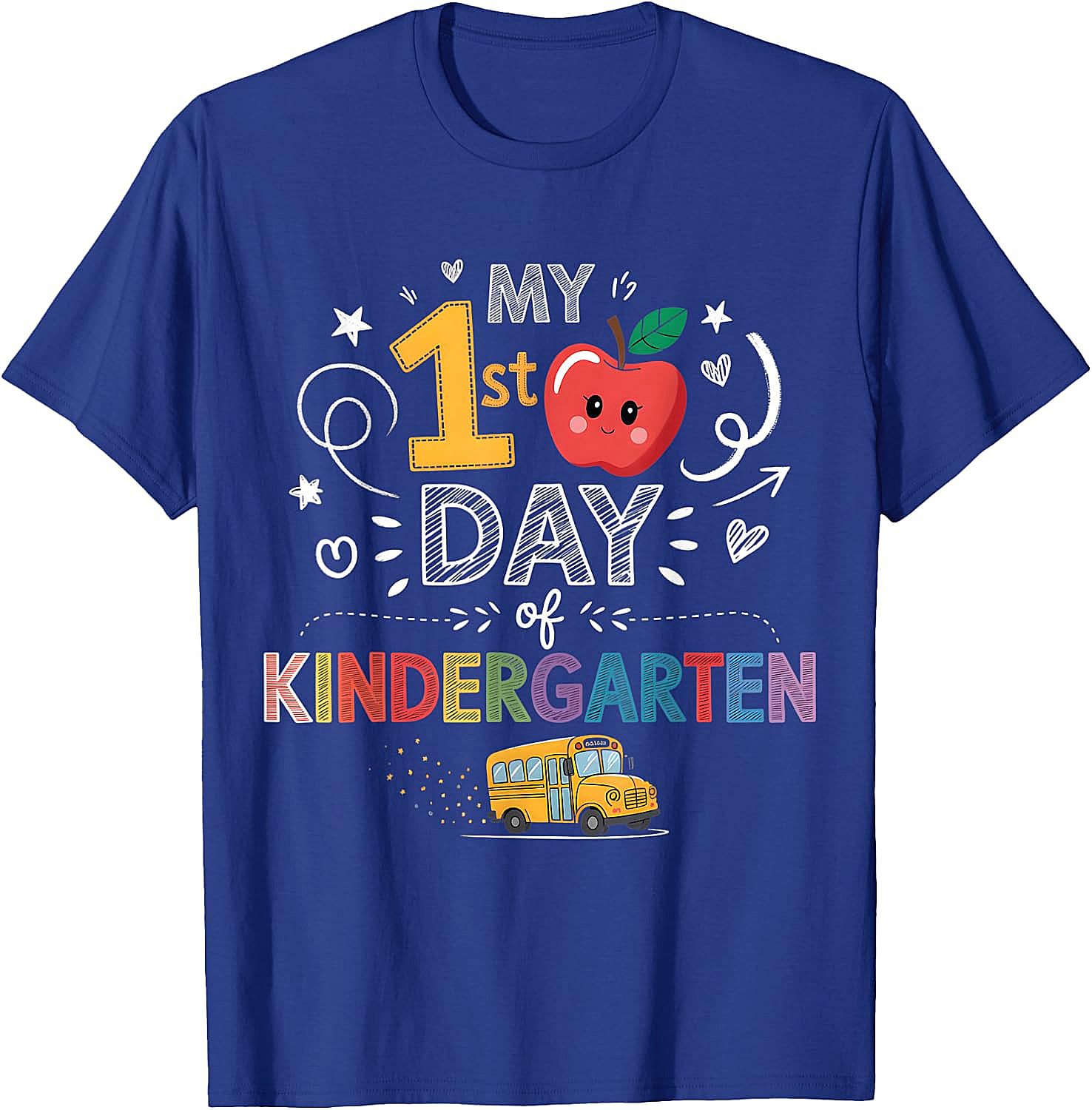 My 1st Day of Kindergarten T-Shirt - School Bus & Apple Tee
