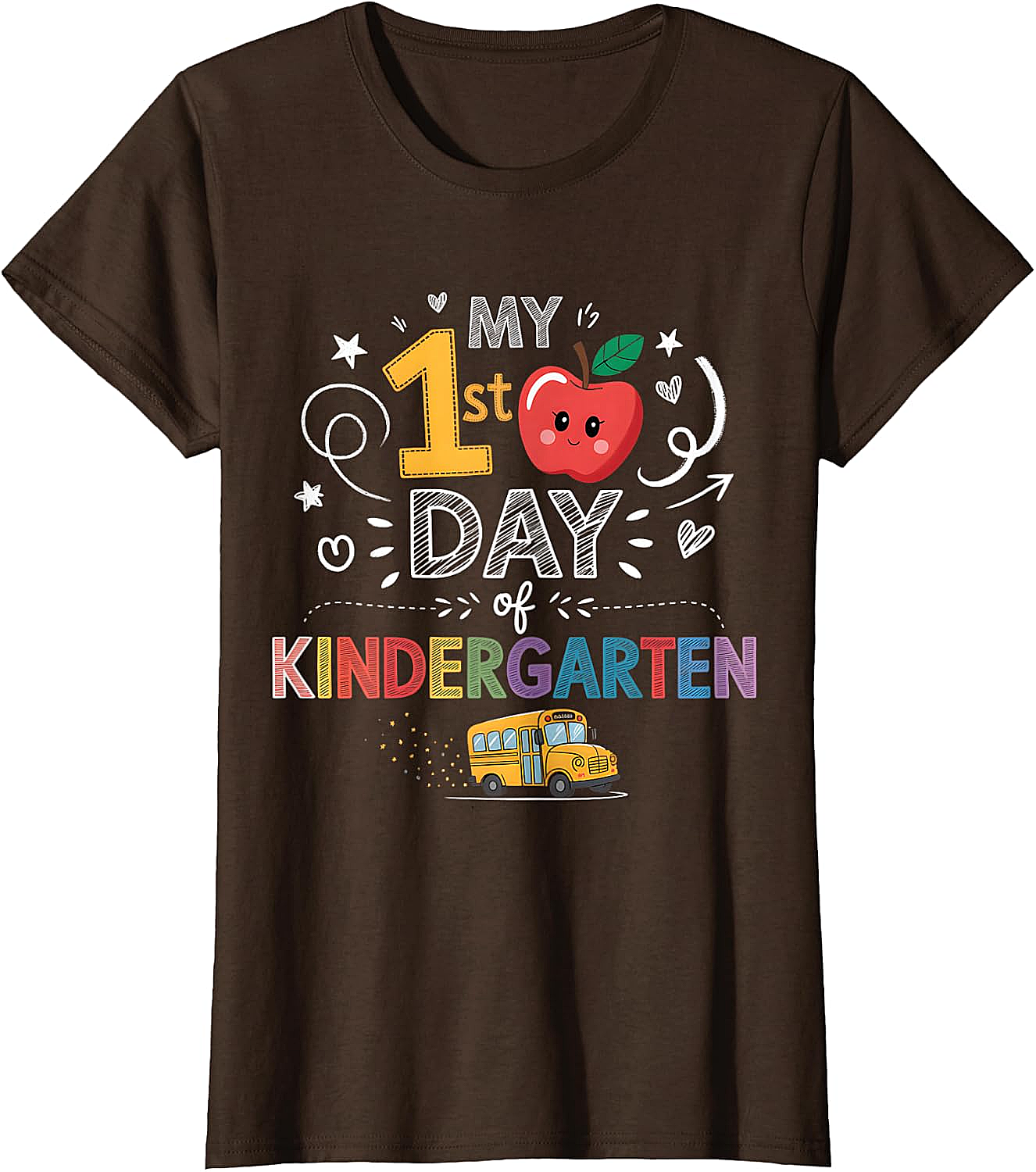 My 1st Day of Kindergarten T-Shirt - School Bus & Apple Tee