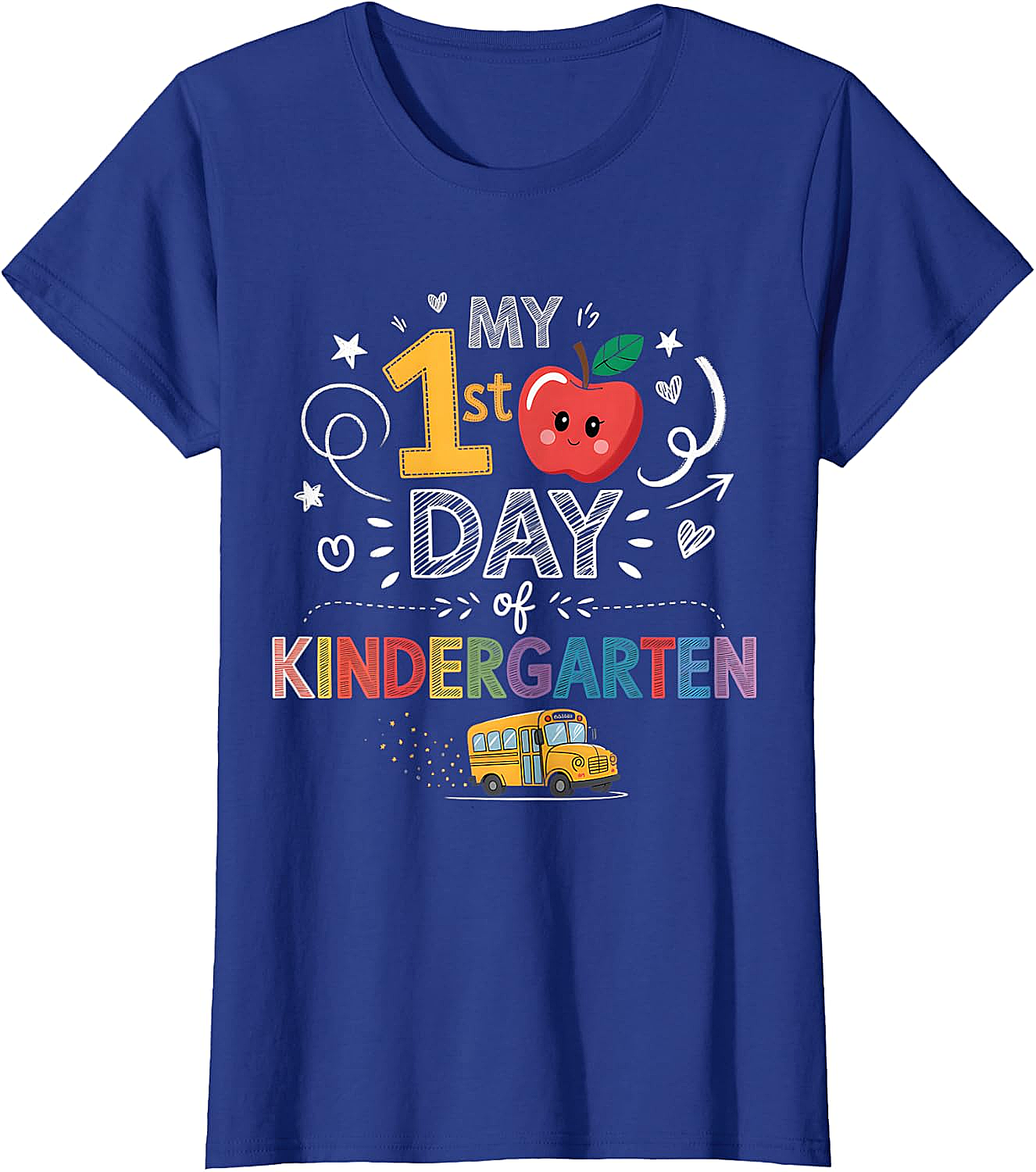 My 1st Day of Kindergarten T-Shirt - School Bus & Apple Tee