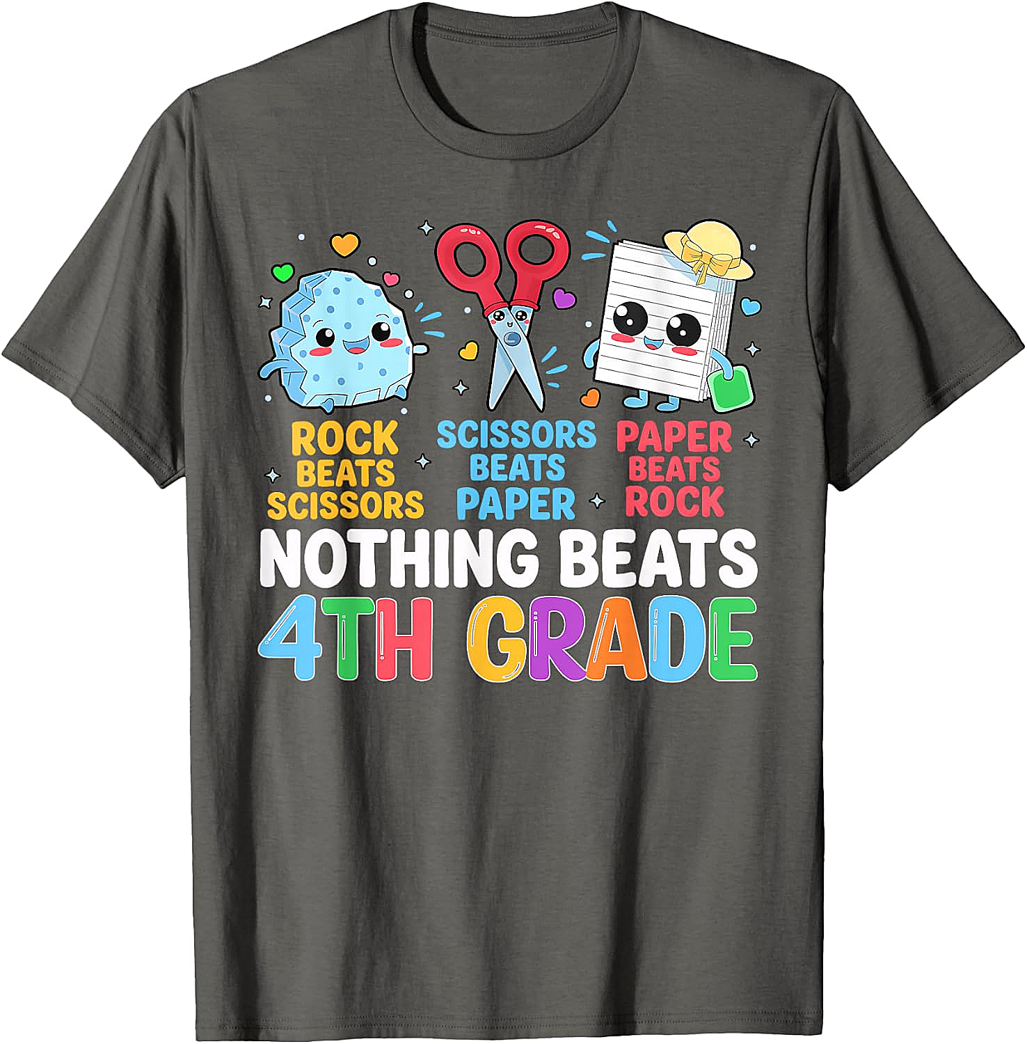 Back to School Rock Paper Scissors 4th Grade T-Shirt