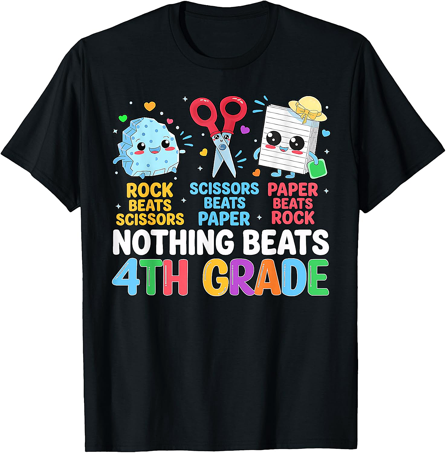 Back to School Rock Paper Scissors 4th Grade T-Shirt