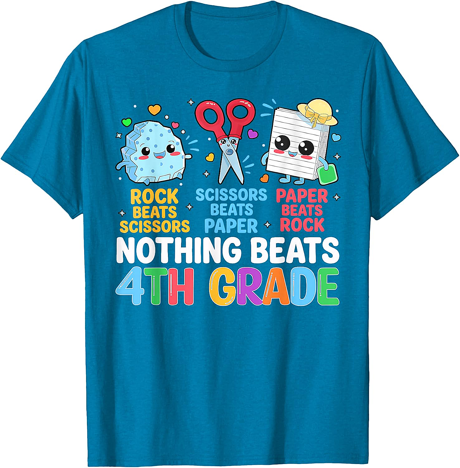 Back to School Rock Paper Scissors 4th Grade T-Shirt
