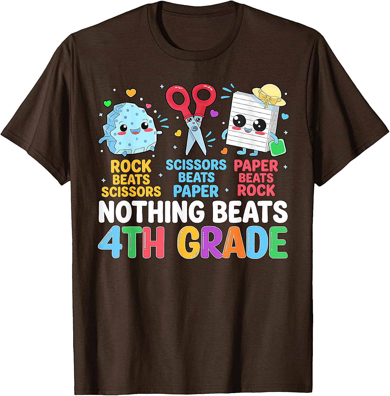 Back to School Rock Paper Scissors 4th Grade T-Shirt