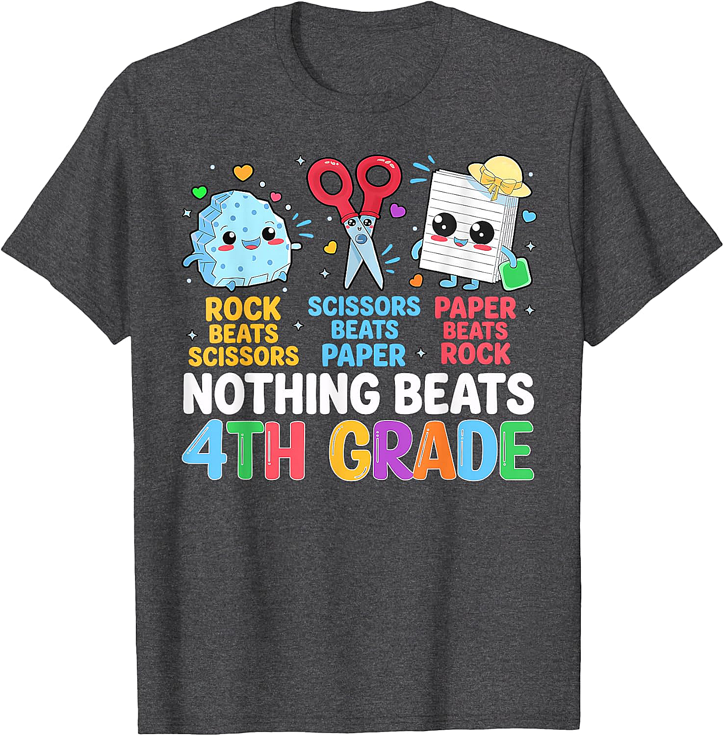 Back to School Rock Paper Scissors 4th Grade T-Shirt