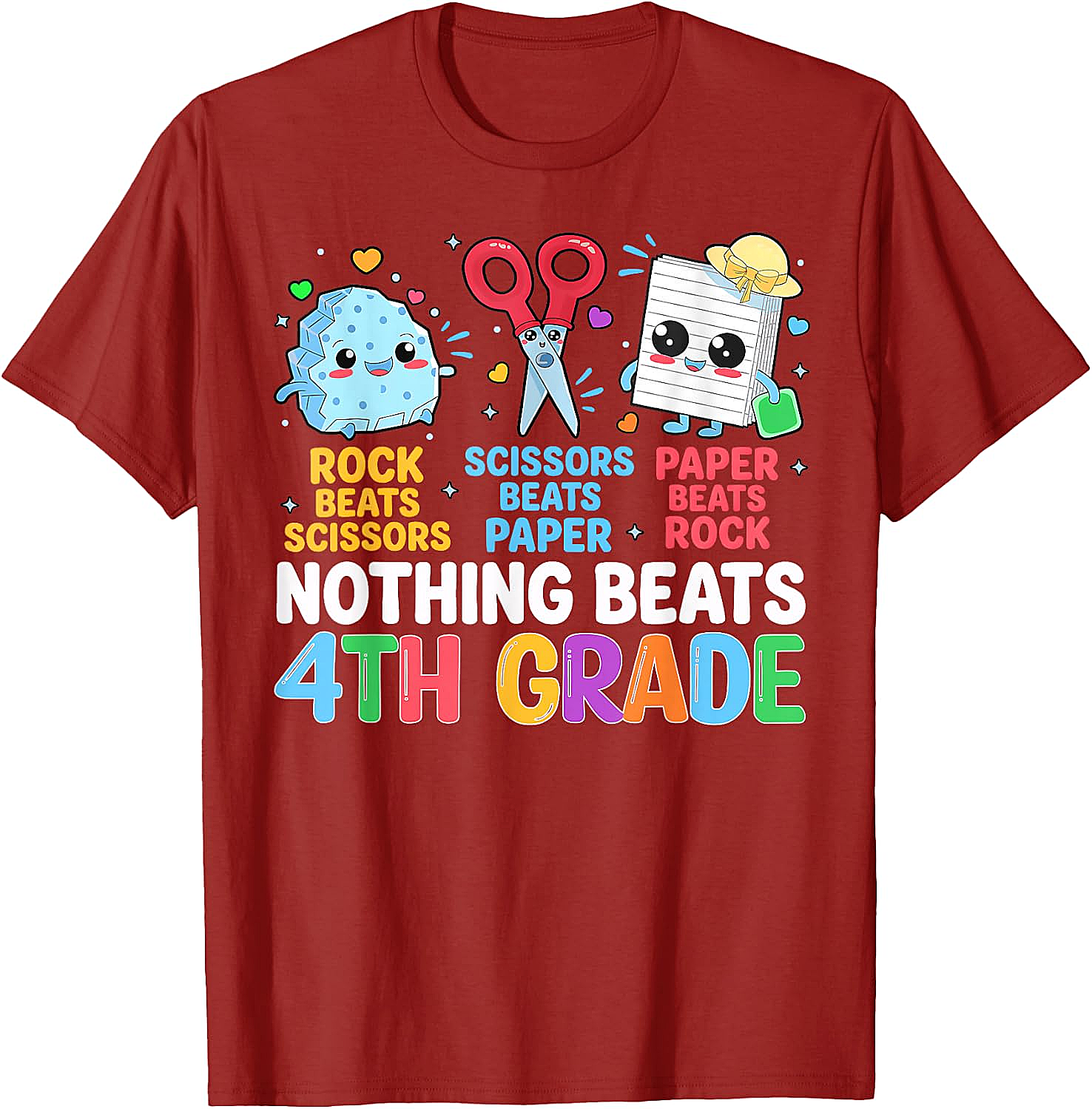Back to School Rock Paper Scissors 4th Grade T-Shirt