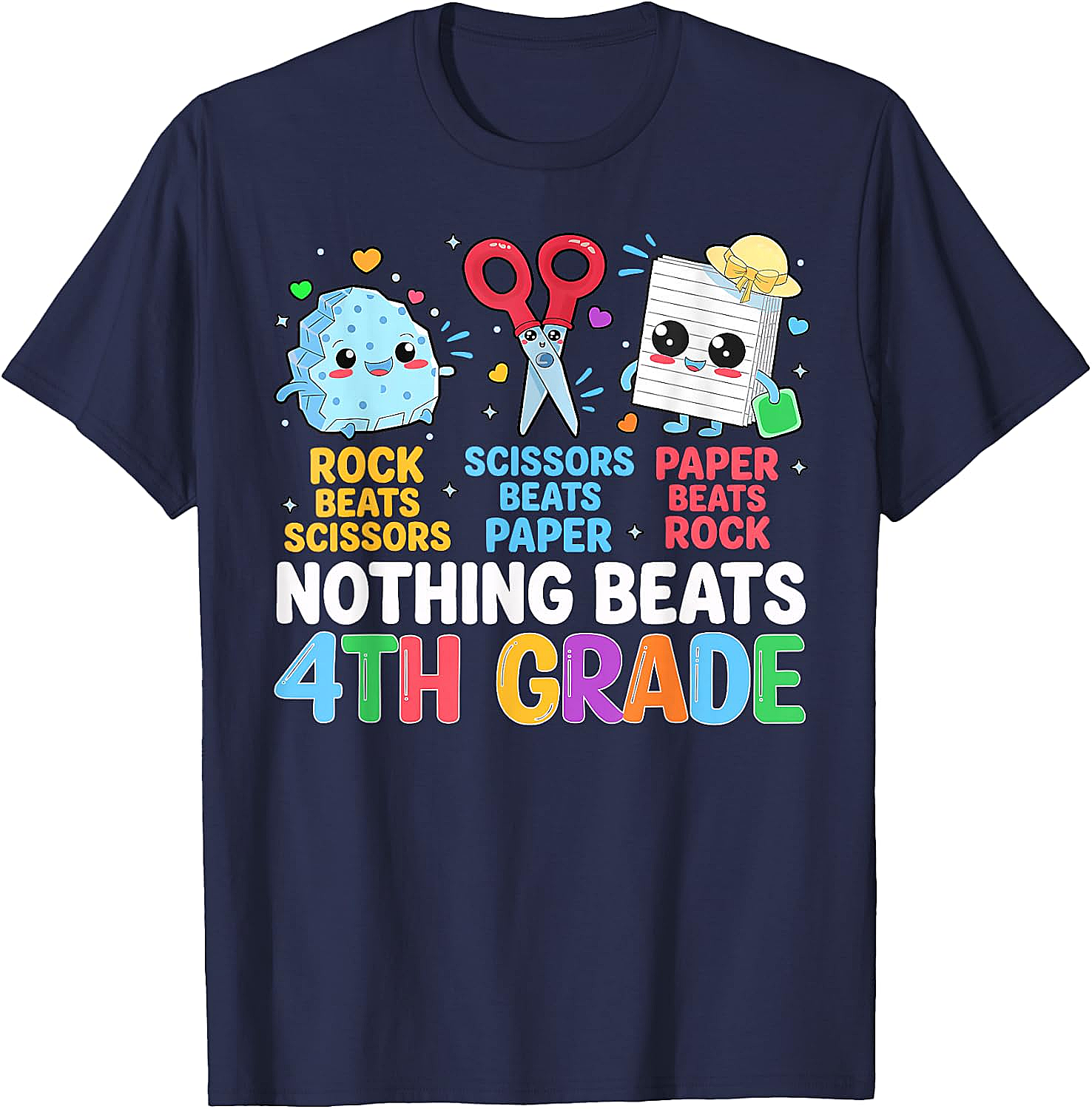 Back to School Rock Paper Scissors 4th Grade T-Shirt