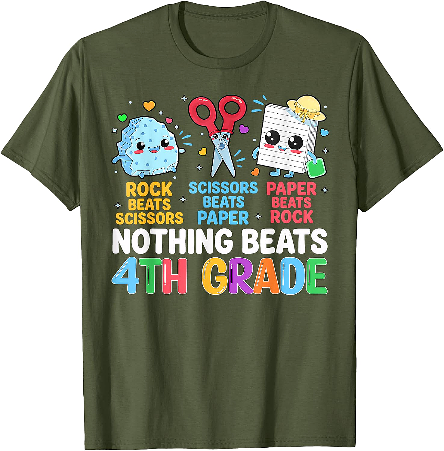Back to School Rock Paper Scissors 4th Grade T-Shirt