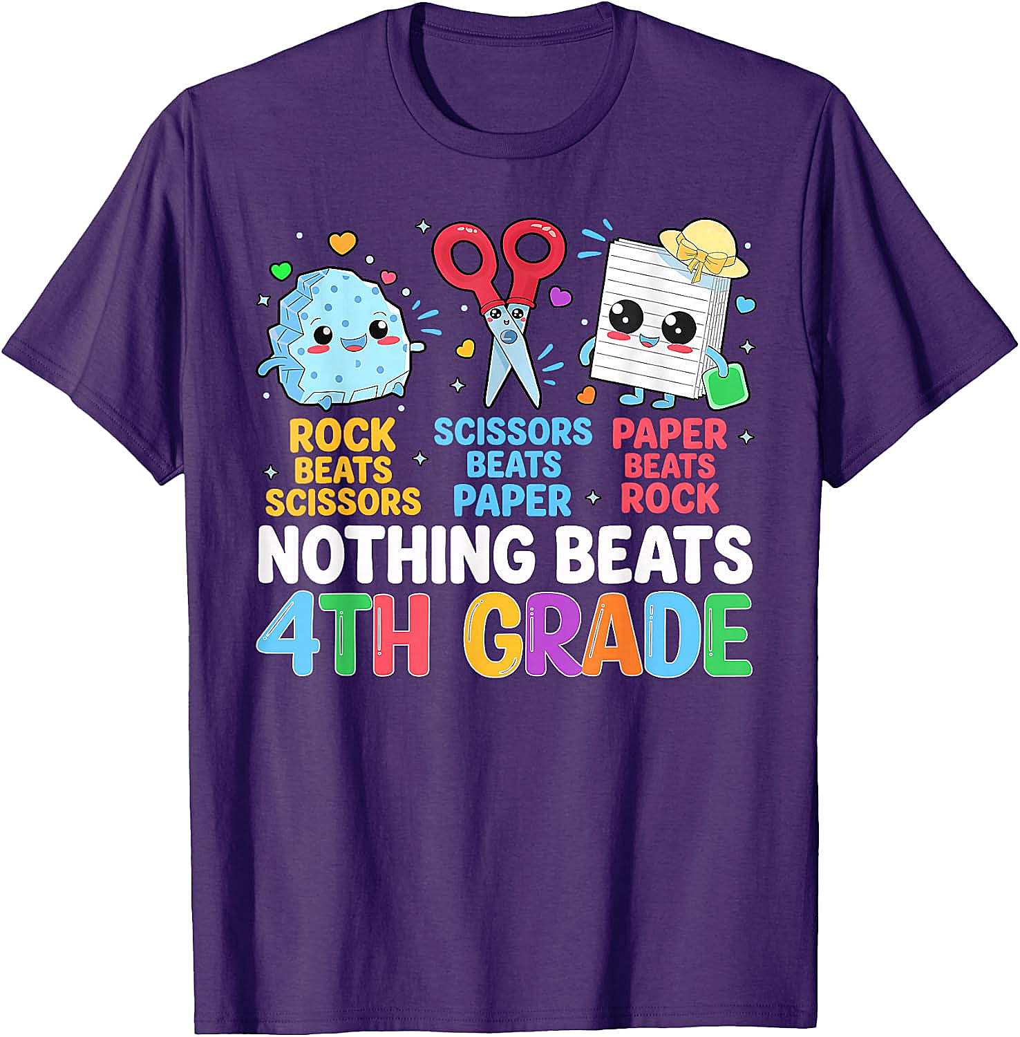 Back to School Rock Paper Scissors 4th Grade T-Shirt