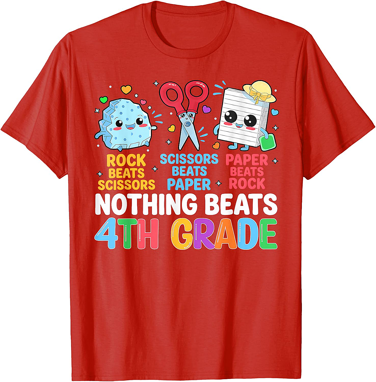 Back to School Rock Paper Scissors 4th Grade T-Shirt