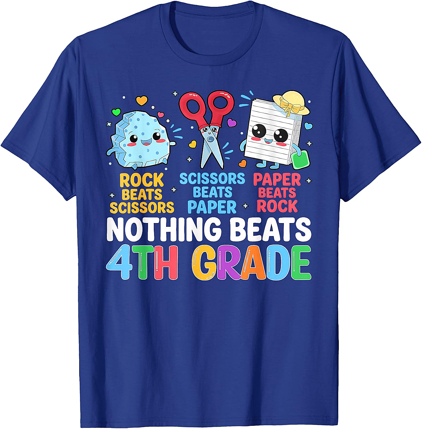 Back to School Rock Paper Scissors 4th Grade T-Shirt