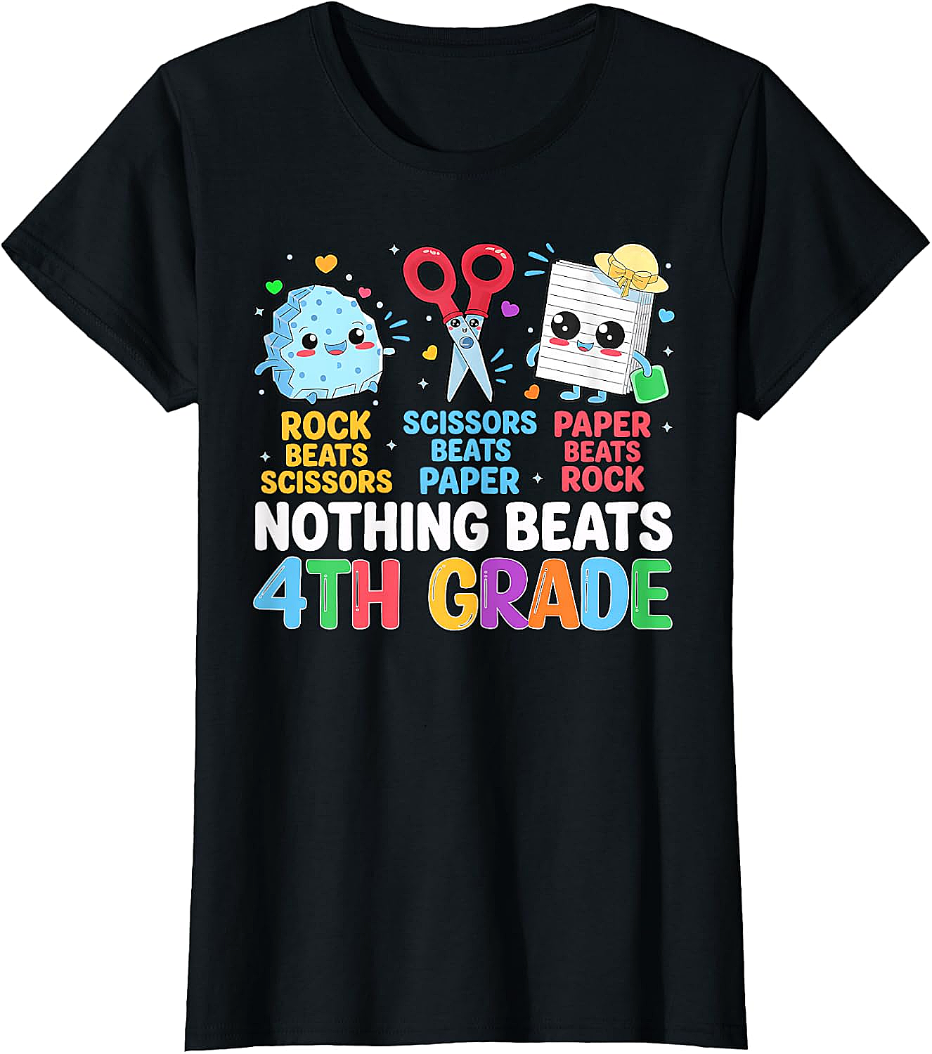 Back to School Rock Paper Scissors 4th Grade T-Shirt