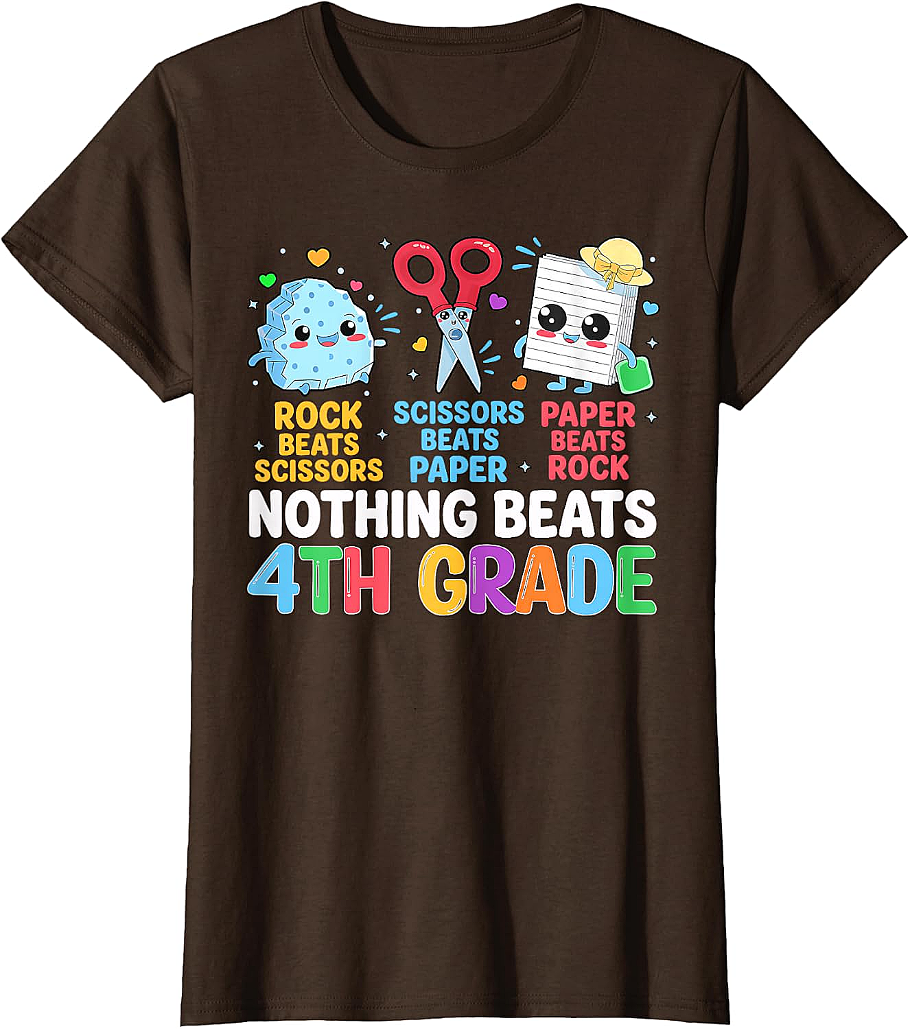 Back to School Rock Paper Scissors 4th Grade T-Shirt