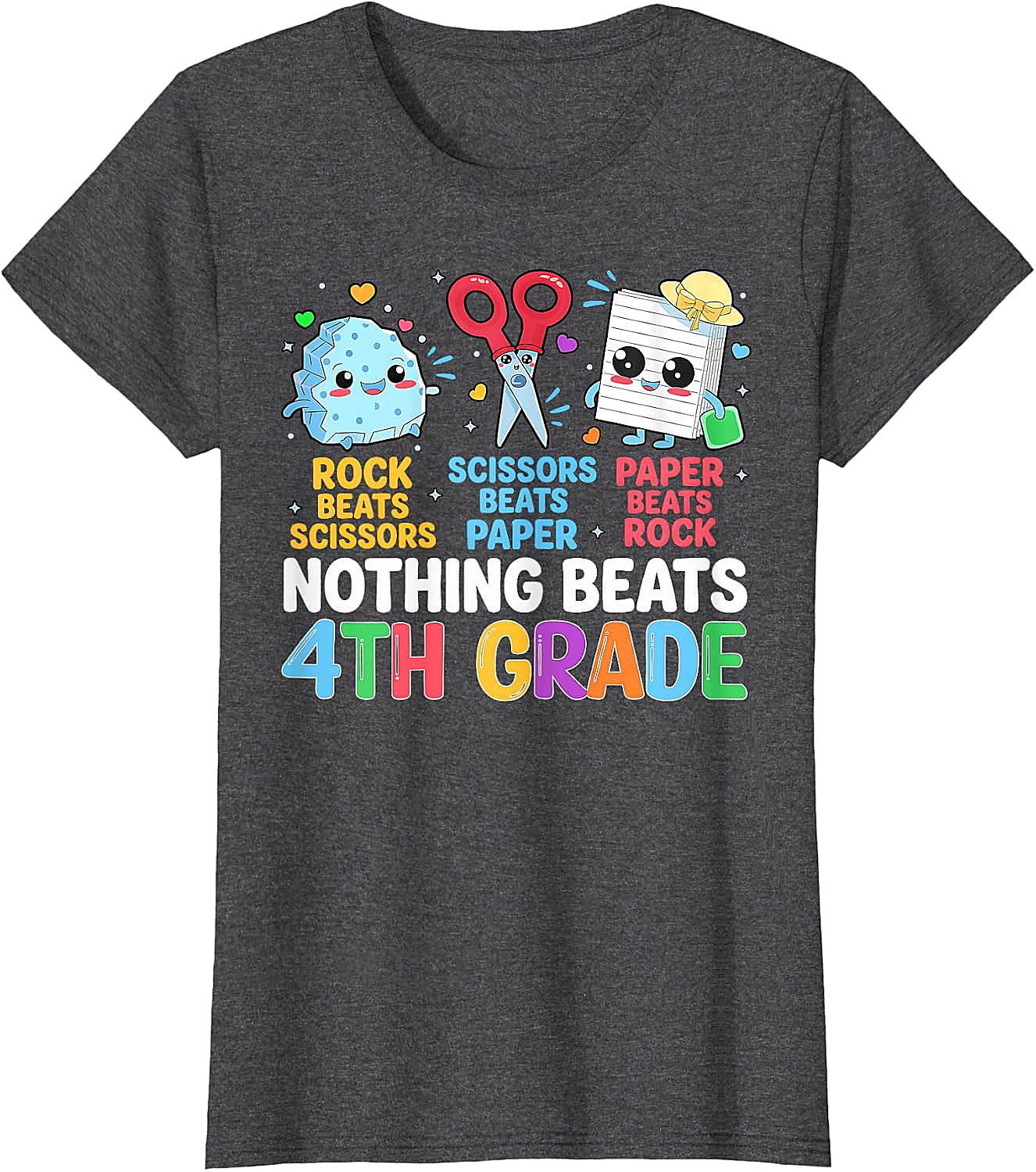 Back to School Rock Paper Scissors 4th Grade T-Shirt